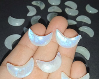 Natural Loose Gemstone Crescent, Fire Rainbow Moonstone, Smooth Rainbow Moonstone, Gemstone Crescent, Smooth Stone Selling By 1 Pcs