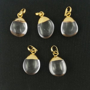 Crystal Smooth Tumble Charms Pendant, Gold Electroplated Pendant, Selling By Piece Mother&#39;s Day