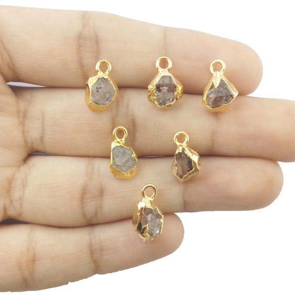 Natural Herkimer Diamond Gold Electroplated Pendant, Gold/Silver Pendant, Herkimer Pendant, Selling Per Piece Gifts For Women Mother's Day