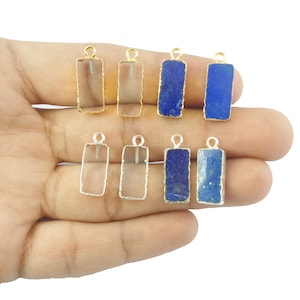 Rectangle Electroplated Pendant Necklace Rectangle Bar Pendant Gemstone Charms Jewelry Selling By Piece Mother&#39;s Day