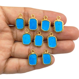 Turquoise Gemstone Slice Pendant -Stone Size 7-12mm, Flat Slice Charm, December Birthstone Charm, Uneven Shape Pendant, Selling By Per Piece