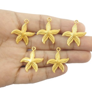 5 Pieces Starfish Charms Gold Plated Pendant Metal Jewelry Findings Tiny Starfish Charms Making For Jewelry Mother&#39;s Day