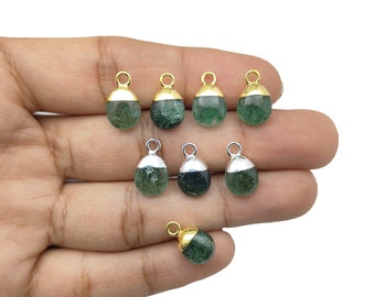 Green Strawberry Stone Tumbled Pendant - Birthstone Tumbled Charm, Tiny Bracelet Charm, Necklace Tumble - Selling by Per Piece