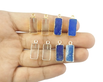 Rectangle Electroplated Pendant Necklace Rectangle Bar Pendant Gemstone Charms Jewelry Selling By Piece Mother's Day
