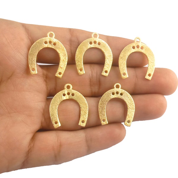 1 Piece Horseshoe Shiny Gold Brushed Pendant Charm Findings Horseshoe Shaped Necklace Gold Plated, Horseshoe Pendant Making For Jewelry