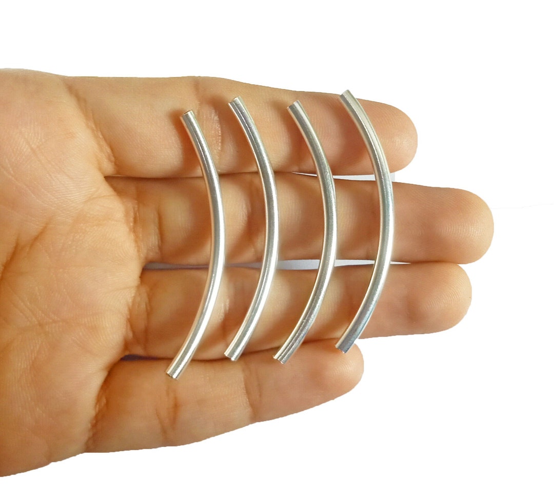 1 Piece Silver Tube Beads Curved Pipe Beads Curved Tube Etsy
