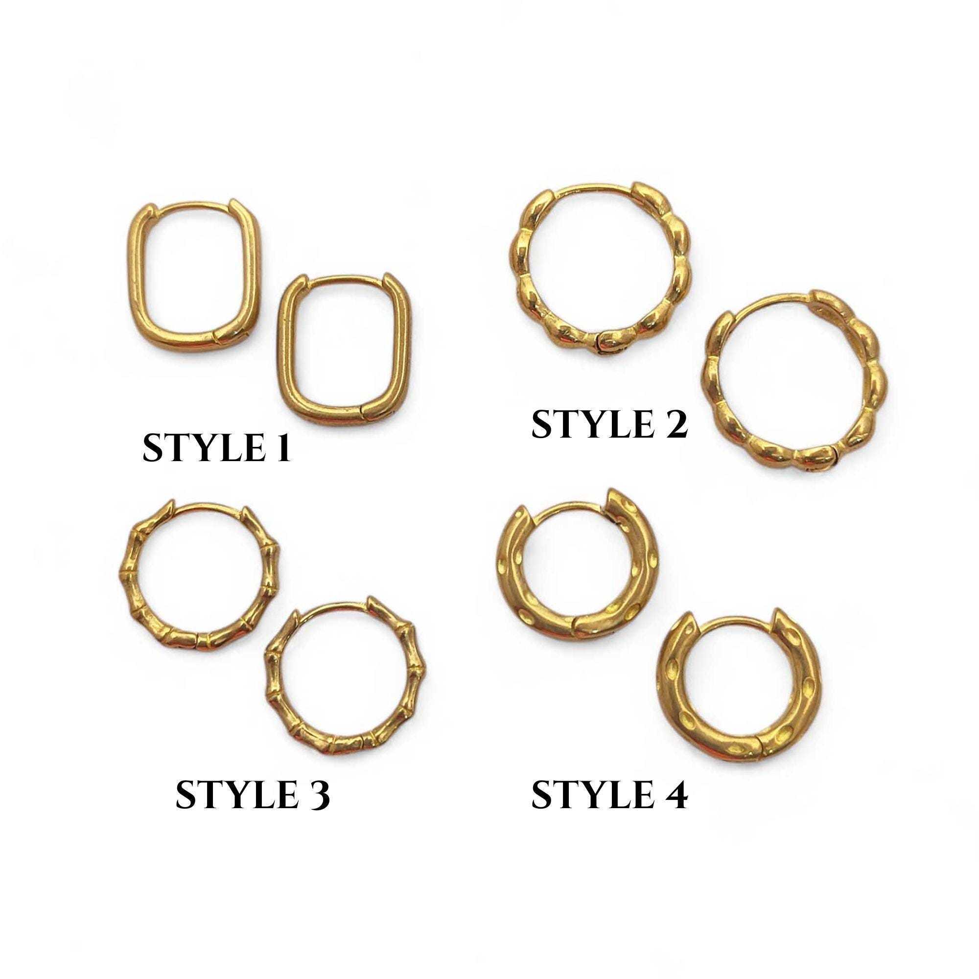Set 7 Orecchini A Cerchio Huggie E Borchie In Oro/Argento – Placcato 14k Con CZ – Ipoallergenici Per Più Fori - 6