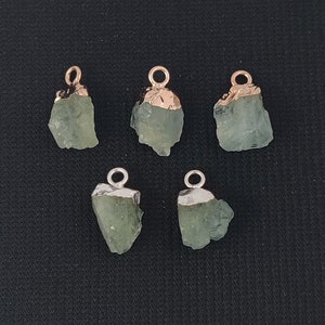 Aquamarine Raw Pendant - Rose Gold & Silver Plated Gemstone Cap Necklace - Selling By Piece Mother&#39;s Day