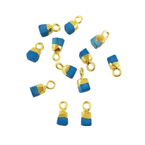 Turquoise Tiny Rough 5-7 mm Approx. Gold Electroplated Tiny Pendant, December Birthstone, Blue Turquoise Raw Pendant, Selling Per Piece