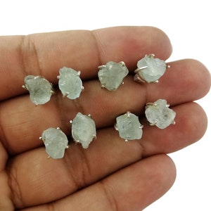 Aquamarine Raw Prong Setting Studs, March Birthstone, Minimalist Jewelry, Raw Aquamarine Rough Earrings, Selling Per Pair Mother&#39;s Day