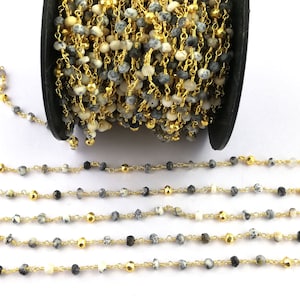 Dendrit & Goldener Pyrit Edelstein Perlen Kette - 3 mm bis 3,5 mm facettierte Rondelle Perlenkette - Halskette Kette - Verkauf Per Feet Muttertag