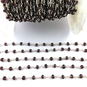 Roter Granat Edelstein Perlen Kette - 3,5 mm bis 4 mm facettierte Rondelle Perlenkette - Halskette Kette - Pro Feet Muttertag zu verkaufen