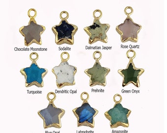 Gemstone Star Charms Pendant - Gold Electroplated Charm - Gemstone Charm - Selling by Piece Mother's Day