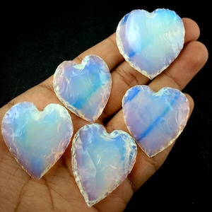 5 pezzi a forma di cuore di opalite da 25-30 mm, pietra preziosa di opalite, opalite blu autentica, pietra preziosa di opalite curativa, pietra di opalite blu fuoco
