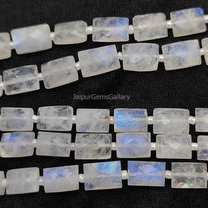 Prickiga regnbågsfärgade månstenspärlor - juni födelsesten rektangulära pärlor - lösa ädelstensarmbandstillverkningspärlor - present till designer - säljer av ByStrand