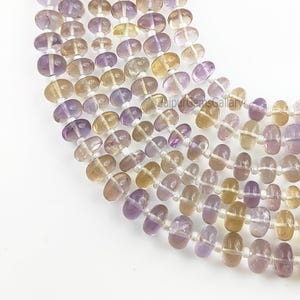 Natural Ametrine Smooth Beads - Rondelle Multi Color Gemstone Beads - DIY Jewelry Making Beads - Valentine&#39;s Day Gift - Selling Per Strand