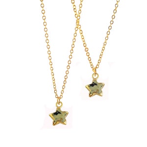 Dalmatian Jasper Star Electroplated Necklace gift for women Gemstone Pendant 18 inch Long Charms Nacklace - Selling By Piece Mother's Day