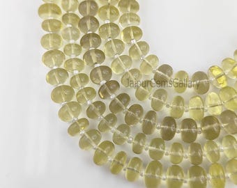 Lemon Quartz Rondelle Shape Beads - Yellow Gemstone Smooth Beads - Loose Stone Handmade Beads - 20 Beads In One Strand - Selling Per Strand