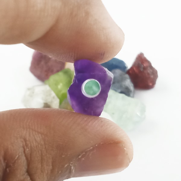 Raw Drill Gemstone Beads - Hole Drill Size 3mm - Loose Raw Gemstone - Handmade Raw Gemstone, Drill Raw Stone, Sold Individually