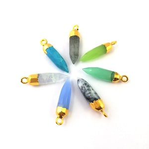 Gemstone Gold Electroplated Spikes Pendant - Gold Cap Spikes Pendant - Selling By Piece Mother&#39;s Day