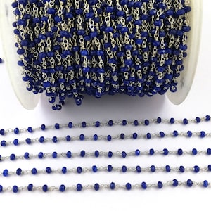 September Birthstone Sapphire Perlen Kette - 3 mm bis 3,5 mm facettierte Rondelle Edelstein Perlenkette - Halskette Kette - Verkauf pro Füße Muttertag