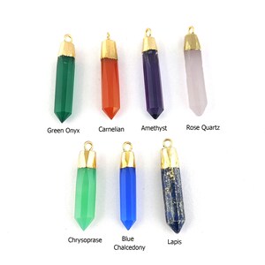 Carnelian Gemstone Spikes Green Onyx Gold Electroplated Cap Pendant,Amethyst Spikes Jewelry Rose Quartz Pendant Selling Per Piece