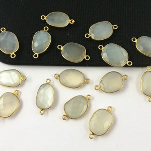 White Moonstone Connector - Gemstone Connector - Natural Gemstone Moonstone Connector Bezel Connector - Loose Connector - Selling By 2 Piece