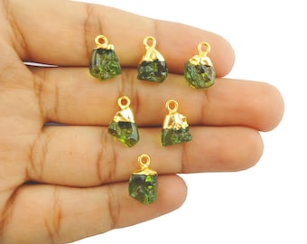 Raw Moldavite Gold&Silver Glass Rough Moldavite Pendant Small Raw Gemstone Crystal Raw Charm Jewelry - Selling Per Piece Mother&#39;s Day