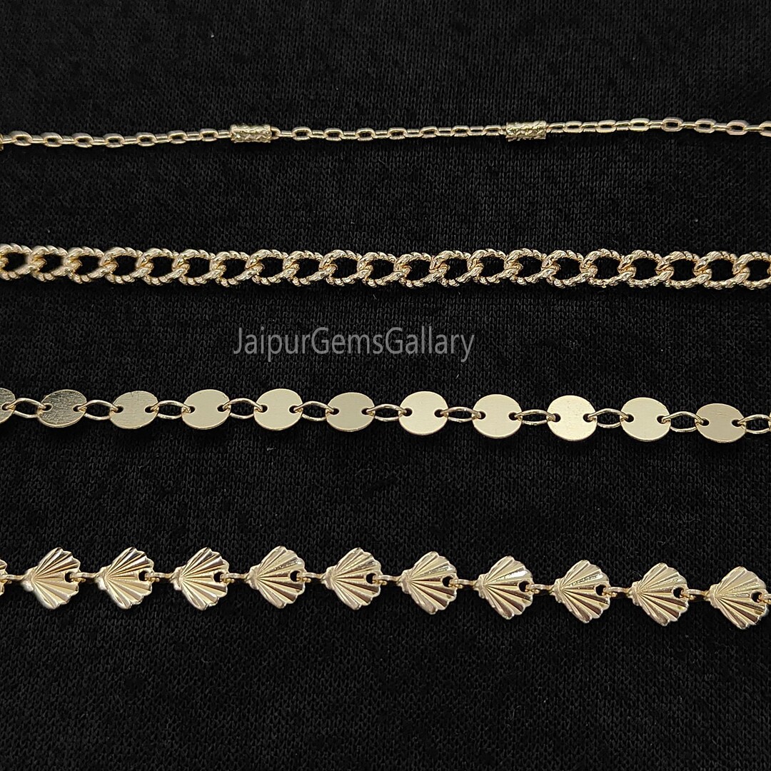 Multi Style Gold Metalic Chains Bar Curb Coin Shell Finding Jewelry ...