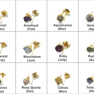Herkimer Diamond Studs Stud - Earring Minimalist Post April Herkimer Birthstone Raw Stud Earrings Crystal Stone Earrings Gemstone Earrings