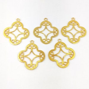 2 Piece Set of Metal Brushed Geometric Component Gold Finish Charms Earring, Making for Jewelry Findings Mother&#39;s Day