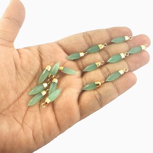 Green Chalcedony Gold Electroplated Spikes Pendant - Gold Cap Spikes Pendant - Selling By Piece Mother&#39;s Day