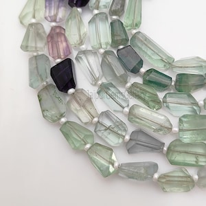 Multi Fluorite Faceted Nugget Beads-Gemstone Fluorite Beads For DIY Jewelry-Mother&#39;s Day Gift-20 Beads Per Strand-Selling Per Strand