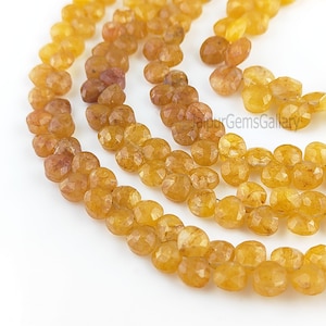 Yellow Aventurine Heart Shape Beads-Faceted Loose Gemstone Peardrop Beads-Birthday Gift-40 Beads In One Strand-Selling Per Strand