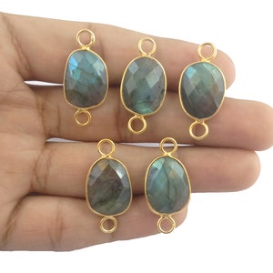 Labradorite Bezel Connector - Gemstone Labradorite Connector -  Gemstone Connector - Stone Connector - Selling by Piece