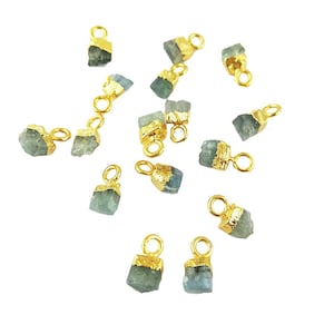 Aquamarine Rough 5-7 mm Approx. Gold Electroplated Pendant, Aquamarine Birthstone Charm Pendant, Aquamarine Raw Pendant, Selling Per Piece