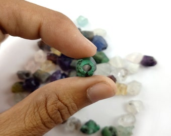 Genuine  Raw birthstone nugget 3mm drill beads charms with hole gemstone drill jewelry Accessories for making jewelry