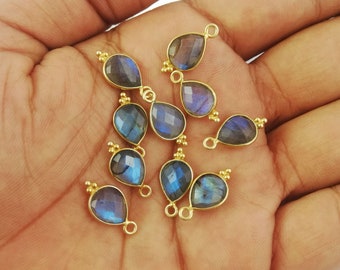 Labradorite Gemstone Gold Vermeil Bezel Set Pendant - Blue Flash Labradorite Fancy Pendant Making for Jewelry - Selling By Piece