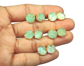 Orecchino a perno grezzo con acquamarina - Misura 8-10 mm