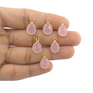 Pink Chalcedony Bezel Pendant - Gemstone Pendant - Both Side Faceted Gemstone Tiny Pendant - Gift For Her Selling Per Piece