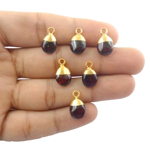 Garnet Tiny Tumble Pendant, Gold Electroplated Tiny Pendant, Valentine Tiny Pendant, Gemstone Tiny Pendant, Red Necklace Selling Per Piece
