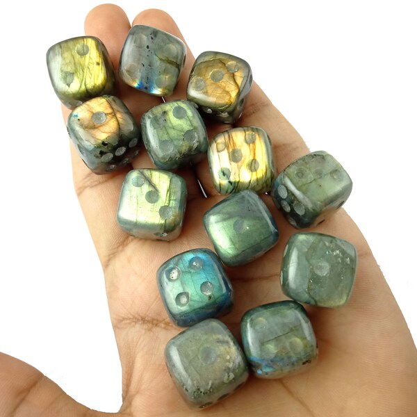 Briolette Dice 18mm Approx Set of 2,4,6,8,10 Natural Labradorite Beautiful Dice Gemstone