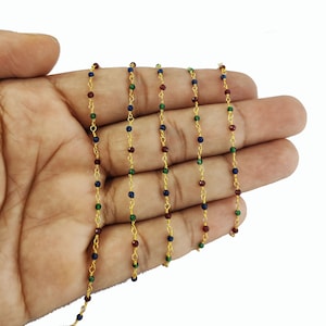 Multi Sapphire Tiny Rosenkranz Kette 2-2.5 mm Facettierte Rondelle Bead Vergoldete Edelstein Kette - Verkauf durch Füße Muttertag