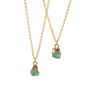 Emerald Raw Pendant Gold Plated Necklace - Beautiful Green Emerald Gemstone Raw Charms Necklace - Selling By Piece Mother&#39;s Day