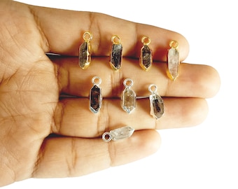 Herkimer Diamond Raw Gemstone Pendant Gold/Silver Electroplated Pendant - Birthstone Pendant - Selling By Piece