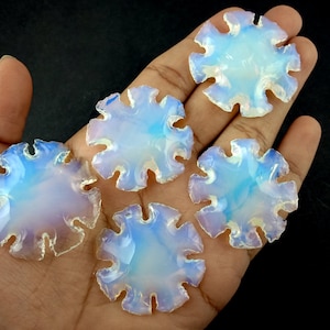 5 Pcs Opalite Flower Shape 30-35mm Opalite Gemstone~Genuine Opalite~Blue Opalite Rock~Healing Opalite Gemstone~ Blue Fire Opalite Stone