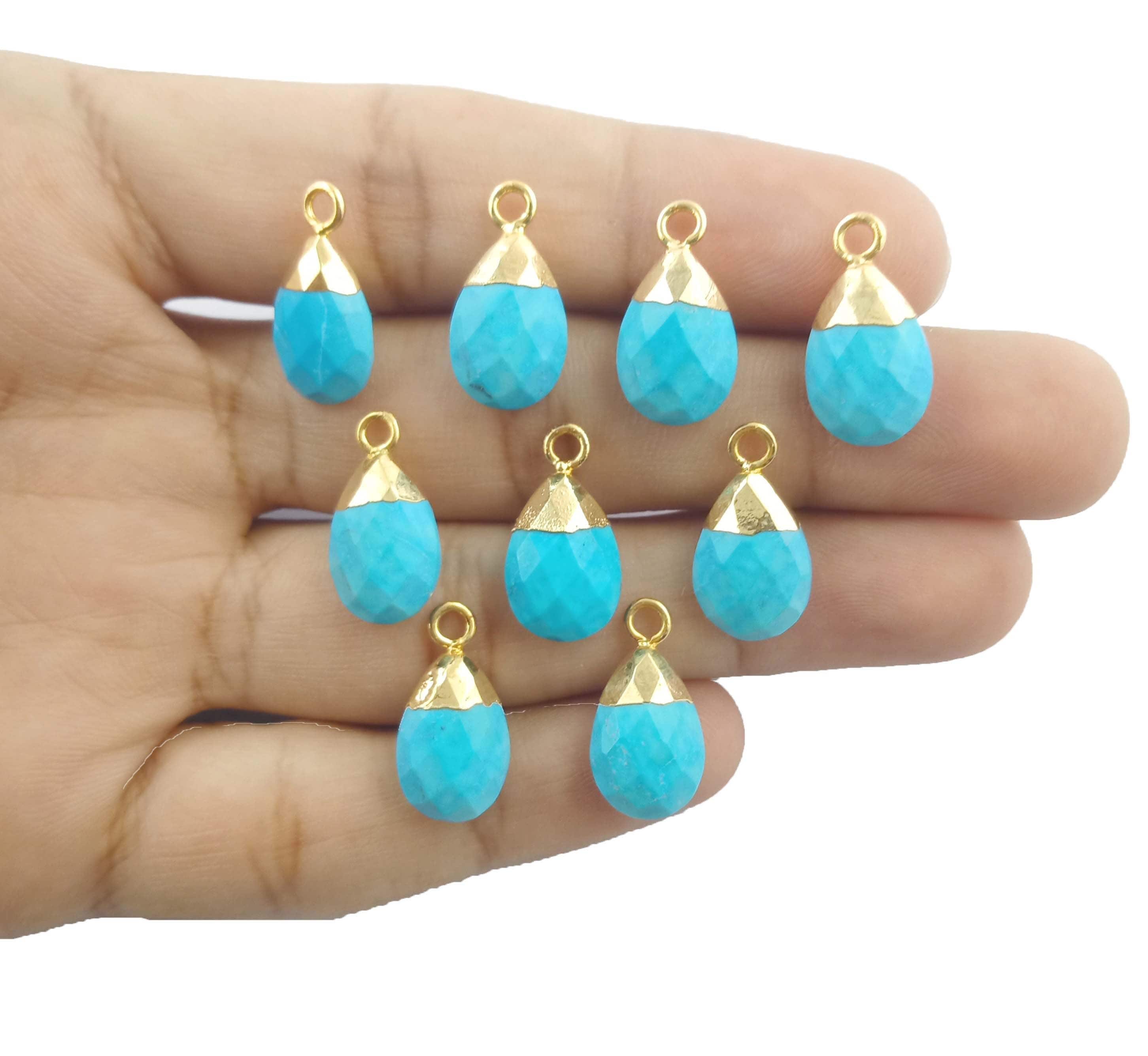 Turquoise Gold&silver Pendant, Gold Electroplated Gemstone