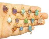 Raw Gemstone Connector Gold Silver Electroplated Connector - Birthstone Connector - Selling By Piece