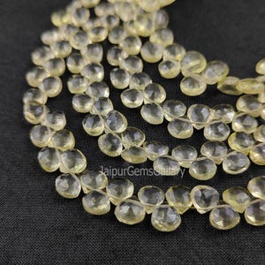 Lemon Quartz Beads-Faceted Peardrop Gemstone Beads Strand-Heart Shape Loose Stone Beads-40 Beads In One Strand-Selling Per Strand