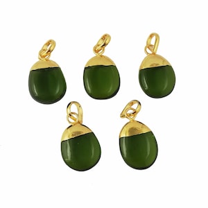 Peridot Quartz Smooth Tumble Charms Pendant, 14 to 18mm Approx. Gold Electroplated Pendant, Selling By Piece Mother&#39;s Day